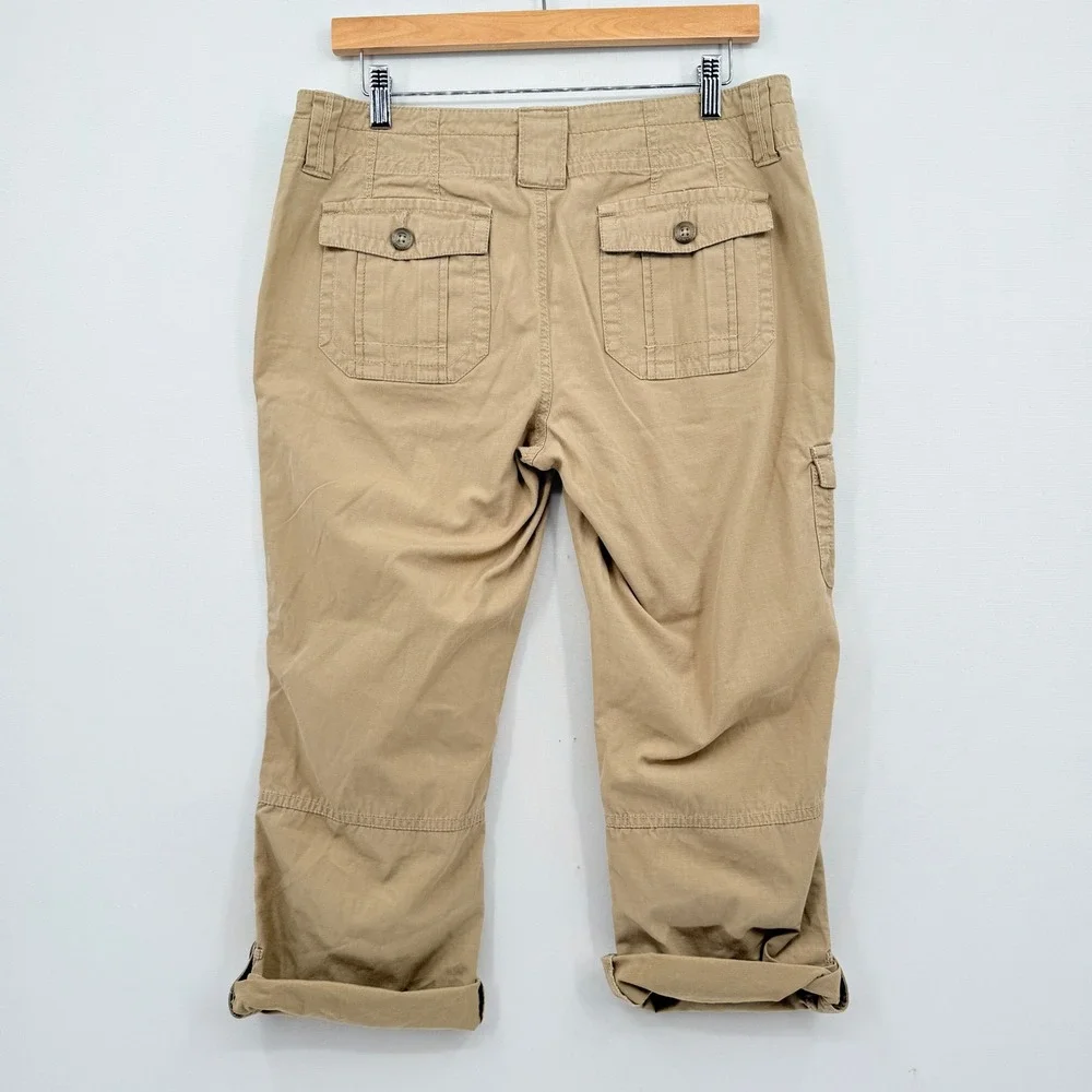 Eddie Bauer Cargo Pants Womens 8 Tan Ripstop Hiking Gorpcore Utilitarian Cropped